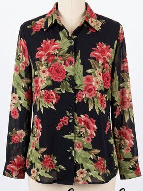 Emma James Blouse Size 8 Floral Print Flowy Artwear Casual Top